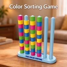 10pcs Color Sorting Stacking Pillars Educational Desktop Game, Birthday Christmas Easter Party Small Gift Box, Holiday Gift, Prank Toy, Logical Thinking Competitive Leisure Toy - Multicolor - View 5