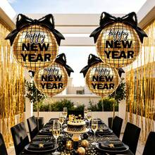 2Pcs Bow-Knot Disco Foil Balloons – Perfect For New Year's Themed Parties, New Year's Decor, And Dance Party Themes - View 1