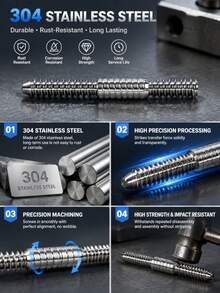 High Precision Stainless Steel 3/8-10 Threaded Billiard Cue Joint Screw, Durable And Sturdy, Suitable For Cue Repair And Customization - 3/8-10 Join - View 3
