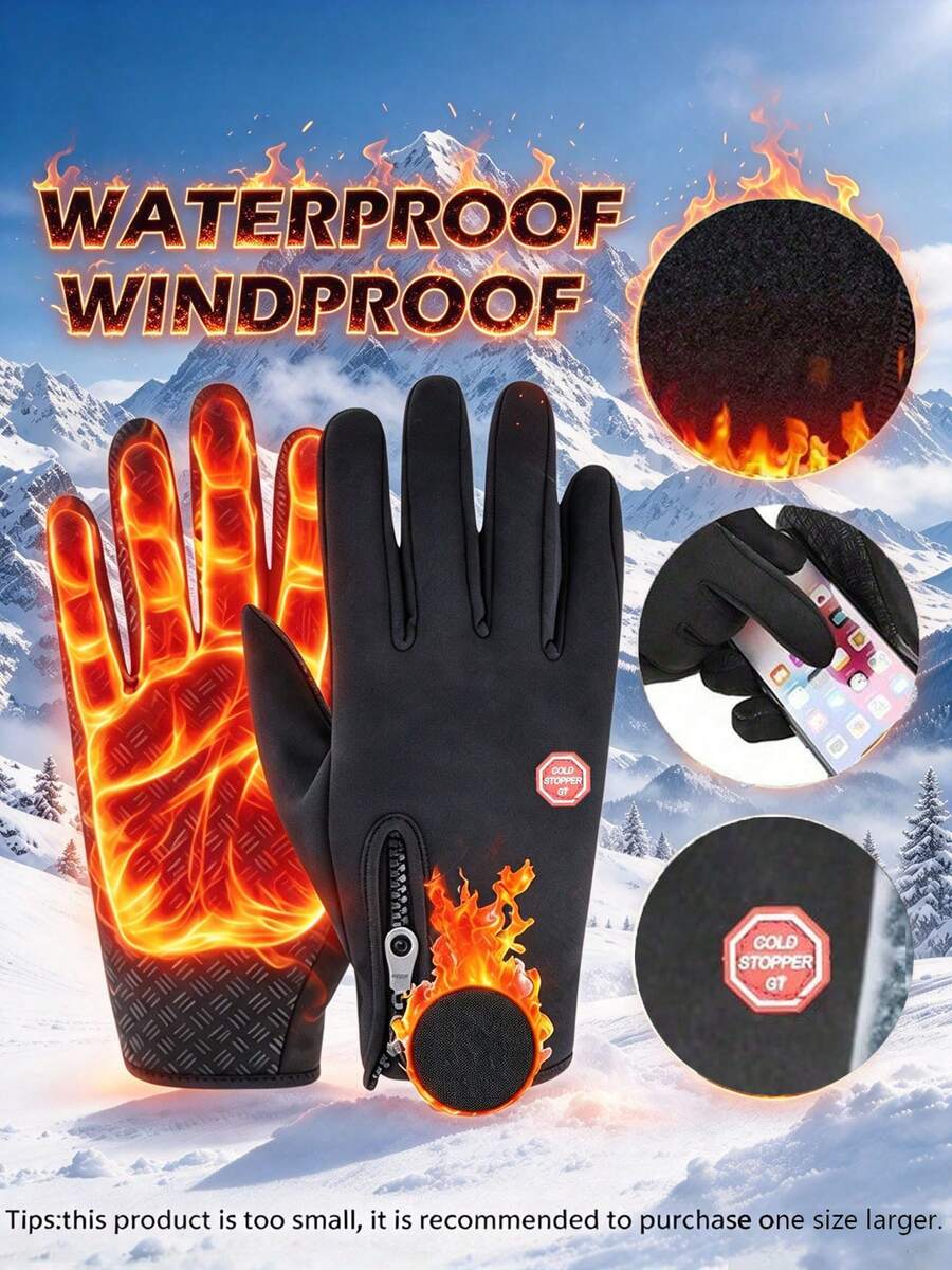 1 Pair Letter Casual Polyester (Polyester) Cold Logo Outdoor Gloves For Autumn/Winter - Upgraded - View 1