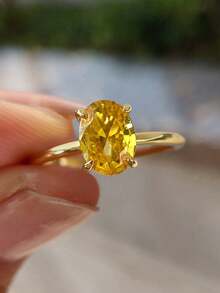 1ct/2ct/5ct Sparkling Oval Engagement Ring/Wedding Ring, Women's Promise Ring/Eternity Ring, Exquisite Jewelry Gift - Gold - View 5