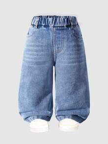 Infant Fashion Denim Jeans, Baby Boy Spring/Autumn New Loose Casual Straight Leg Pants - Blue - View 2