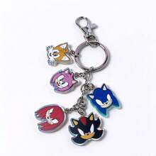 Sonic Holographic Acrylic Keychain, Anime Game Cartoon Character Charm Pendant Key Ring, Cute Bag Backpack Decor Gift* - Multicolor - View 3