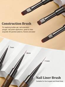 Beautizon Nailartlab 1件裝雙頭美甲彩繪刷，DIY藝術磨砂手柄勾線凝膠筆附蓋，美甲沙龍女性用品 - 彩色 - 查看 4