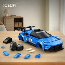 CaDA C55031-- GT2 Racing Car Building Block Model, 1:24 Scale, 240 Pieces, Adult Collectible Building Toy, Blue Track Edition - Blue - View 7