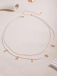 Double Layer Decorative Waist Chain BRIDE Letter Pendant Waist Ornament, Bridal Gown Accessory, Pre-Wedding Party Travel Photography Outfit Accessory - Multicolor - View 4