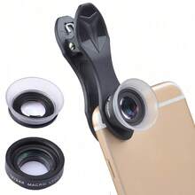 3-In-1 External Phone Lens Kit 180° Fisheye + 0.65x Wide Angle + 10x Zoom Lens Universal Phone Photography Accessory For Daily Shooting Creative Magnification And Detail - A - View 2