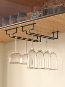 2/4pcs Under Cabinet Wine Glass Rack, Stemware Storage Rack, Kitchen Hanging Metal Glass Cup Holder, Space-Saving Glass Cup Storage Rack, Suitable For Kitchen, Bar, Cafe - Storage Rack - View 4