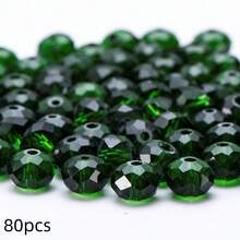 Flat Round Glass Beads, Suitable For Jewelry Making, 8mm/6mm/4mm (60/80/115pcs), Reusable, Bulk DIY Craft Beads, Shiny Blue-Green Handmade Accessories - Green - View 12