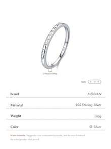 MODIAN 925 Sterling Silver Thin Band Ring Mini Rhombus Cut Pattern Stackable Finger Rings For Women Minimalist Daily Jewelry - Silver - View 7