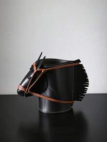 Faux Leather Head Horse Storage Box, Living Room Study Desk Decorative Item Pen Holder Remote Control Makeup Brush Storage Box, Pen Holder - Regular Model - View 5