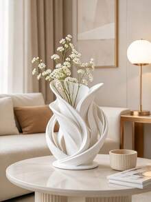 1pc Modern Abstract Twisted White Vase, Hollow Wave Sculpture Decorative Vase, Artistic Style Table Centerpiece Decor Vase, Suitable For Home Living Room, Hotel And Office Decoration Gift - Multiple Styles - View 5