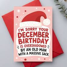 1pc Humorous Christmas Style December Birthday Greeting Card, Holiday Blessing Card, Suitable For December Born, Gift For Friends And Family, Applicable For Birthday, Christmas And All Holiday Celebrations - A - View 2