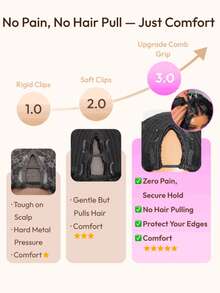 2-In-1 Straight To Curly InvisiBlend™ V-Shaped Hair Piece Wig, Natural Blending, Two Styles In One, Suitable For Beginners, Glue-Free Wear, Fits All Head Sizes, 100% Human Hair, Transparent Lace, Dyeable, Unice Wig - SNatural - View 8