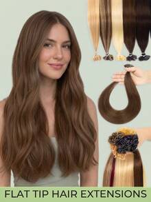 Flat Head Keratin Hair Extensions, 100% Human Hair, 12-24 Inches, Invisible F-Head Hair Extensions, High Quality Natural Look, Suitable For Fine Hair, Wedding, Daily, Party Use, Straight Hair Extensions, Halloween Costume - Multicolor - View 3