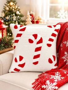 1pc/2pcs Christmas Candy Pillow Case, Candy Pillow Cover, Christmas Decoration, Candy Cane Textured Decorative Cushion, Suitable For Sofa, Bedroom And Living Room - Candy Cane - View 9