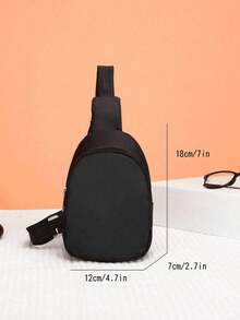 1pc This Stylish, Solid-Color Mini Chest Bag With A Crown Design Features A Unique Logo. Suitable For Outdoor Activities, Play, And Commuting, It'S Th - Solid Color Chest Bag - View 10