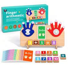 Wooden Finger Arithmetic Board With Felt Hands, Number Blocks And Flash Cards, Addition And Subtraction Math Toy For Kids - Multicolor - View 10