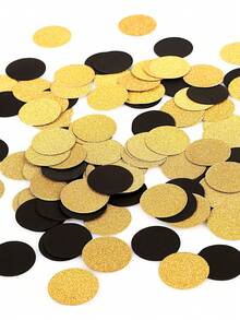 100pcs/Set Black & Gold Round Confetti, Glitter Letters & Round Confetti Table Scatter, Suitable For Adult Party Decoration - View 4