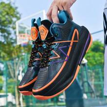 Men's Basketball Shoes Student High Elastic Midsole Non-Slip Grip Wear-Resistant Training Basketball Shoes Plus Size Sports Shoes Black - Black Orange - View 10