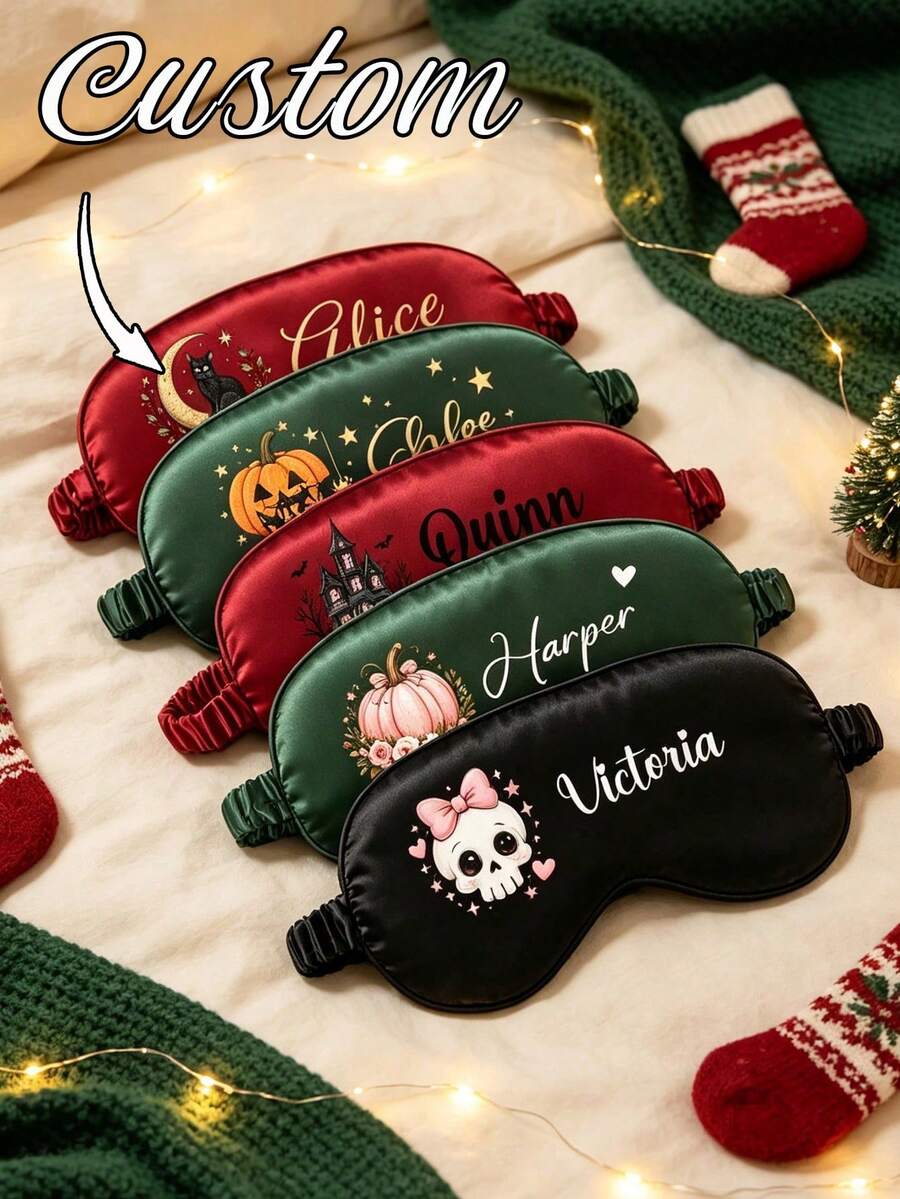 Custom Eye Mask, Personalized Name Sleep Mask, Personalized Bridesmaid Gift For Wedding Party, Bride Squad Mask,Travel Eye Mask, Custom Name Eye Cover - Multicolor - View 1