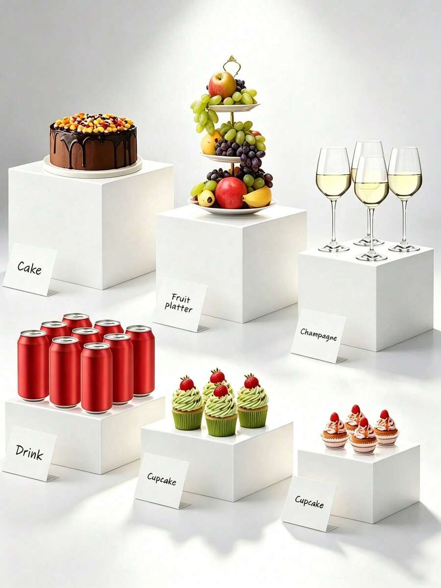 1/2/3/4/6/8 Buah Stand Pajangan Akrilik, Persegi Putih Berbagai Ukuran, Alas yang Dapat Ditumpuk, Untuk Pajangan Kue, Makanan Penutup, Perhiasan, Makanan, Pesta, Pernikahan, Dekorasi Rumah, Rak Pajangan Meja - MultiWarna - View 1