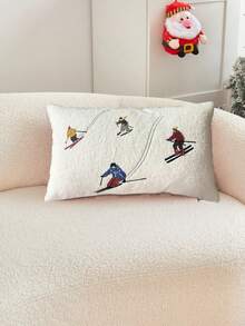 LCUHPCL 1pc Fuzzy Embroidered Throw Pillow Cover, Home Decor For Living Room & Bedroom, All Seasons - Multicolor - View 16