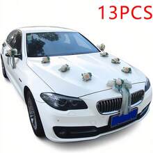 13pcs Large Rose Flowers (With Suction Cups) Car Decoration, Suitable For Wedding Rearview Mirror Decor, Ribbon Gifts, Home Wedding Party Aisle Chair Back Decoration - 13pcs Car Flower - View 11
