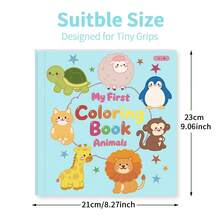 30-Page Children's Animal Theme Coloring Book, Simple Line Art Doodle Book For Toddlers, 30 Cute Animal Sketches With English Words, Early Education Coloring Book, Holiday Birthday Gift, Educational Handmade Toy, Portable Travel Quiet Toy - Mint Green - View 3