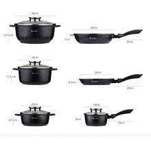 EliteHoff 17-Piece Marble Non-Stick Cookware Set With Glass Lids And Kitchen Accessories, Induction Compatible, Black Or Grey - View 9