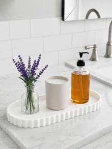 1PC/2PCS Marble Pattern Silicone Vanity Trays, Elegant Decorative Organizer For Perfume, Jewelry, Cosmetics, Soap And Bathroom Essentials - Multicolor - View 11