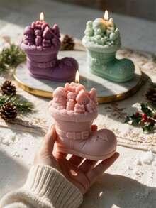 Christmas Boot With Bear Candle Mold Christmas Shoe Santa Claus Silicone Mold Boot Plaster Gypsum Mould For Home Decor - Multiple Styles - View 4