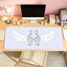 Cute Musical Note Wing PU Leather Desk Mat, Large Anti-Slip Mouse Pad, White Polka Dot Pattern Table Protector, Waterproof Keyboard Mat For Office Gaming Desktop Decor, Aesthetic Kawaii Table Pad For Girls - View 5