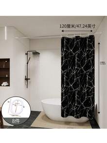 Tirai Mandi Motif Marmer Hitam Premium, Gaya Mewah, Mudah Dibersihkan, Tahan Lama, Tahan Air, Kedap Cahaya, Buram, Cocok Untuk Kamar Mandi, Hotel, Rumah, Sekolah, Tersedia Berbagai Ukuran, Dapat Diatur, Dengan Pengait - marmer hitam - View 8