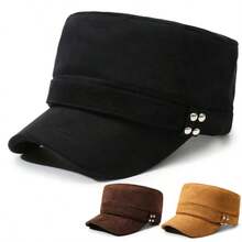 1 buah Topi Datar Suede Imitasi Musim Gugur/Dingin untuk Wanita, Topi Baseball Kasual Serbaguna untuk Aktivitas Luar Ruangan, Cocok untuk Bepergian dan Berbelanja - A - View 1