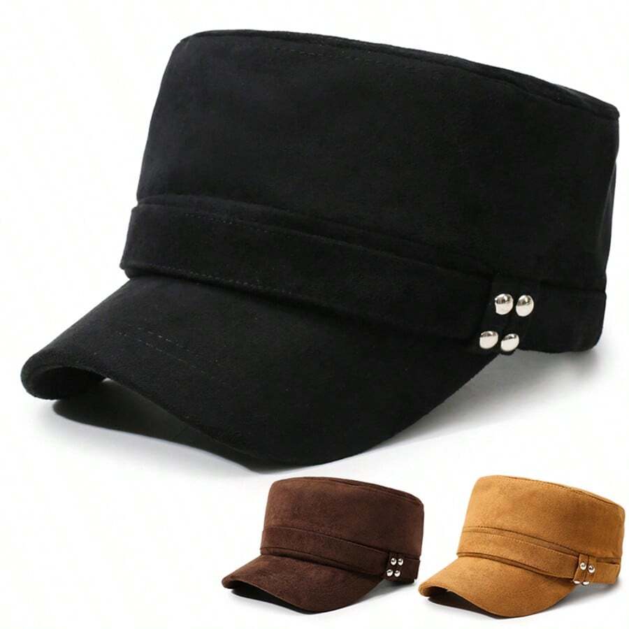 1 buah Topi Datar Suede Imitasi Musim Gugur/Dingin untuk Wanita, Topi Baseball Kasual Serbaguna untuk Aktivitas Luar Ruangan, Cocok untuk Bepergian dan Berbelanja - A - View 1