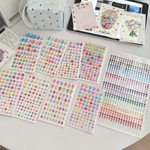 1350Pcs 9 Sheets Bling Diamond Jewel Stickers For Children, Self Adhesive Assorted Shape Rhinestone Stickers, DIY Art Decor Stickers For Kids Craft & Back To School Gift - Multicolor - View 14