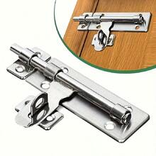 1pc/4pcs Stainless Steel Door Slide Bolt Lock 4in 6in 8in, 4-Flange Double-Sided Sliding Bolt, Padlockable, Surface Mount Door Window Security Latch (With Screws) - A - View 2