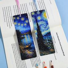 Creative Starry Sky Oil Painting Themed Acrylic Tassel Bookmark, Classic Starry Night Pattern Reading Decorative Bookmark, Literary Gift For Art Enthusiasts, Book Lovers, Women And Reading Enthusiasts - One Size Fits All - View 4