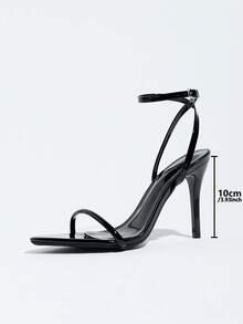 Black Summer New Pointed Toe Single Strap Breathable Open Toe High Heel Sandals Versatile Minimalist Stiletto Heel Sandals For Women - Black - View 6