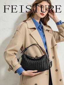 1pc Women's Solid Color PU Leather Shoulder Crossbody Bag, Matte Handbag With Adjustable Strap, Suitable For Travel - Black - View 2