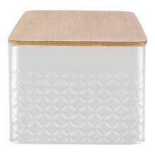 LIVINGANDHOME 3 Colors Countertop Metal Bread Box Container With Bamboo Lid,Bread Storage Box,Bread Storage Container For Kitchen - White - View 9