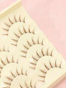 5 Pairs Extended Manga Eyelashes C Curl Natural Look DIY Cluster False Eyelashes, Eyelash Clusters, Short Stem Transparent Eyelashes, With Cute Manga Eye Effect, Suitable For Japanese And Korean Style Cartoon Eye Makeup - Multicolor - View 5