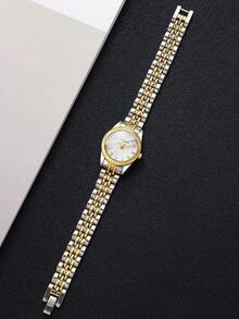 Women's Steel Band Fashion Casual Rhinestone Dial Small Face Elegant Minimalist Quartz Wristwatch (1pc/Set) Watch Box Not Included - White - View 8