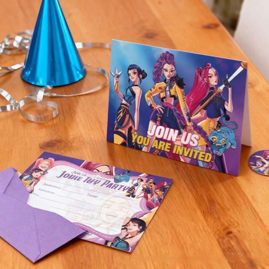 MONASHOP KPop Demon Hunters 1 Set/12pcs New Girls Group Theme Invitation Card Envelope Sticker Set, Suitable For Birthday Party Decoration, Holiday Decoration Accessories, Halloween Gift (Random Style) - Multicolor - View 1