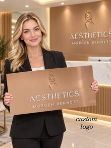 1pc Personalized Acrylic UV Printing, 2D Flat Printed Custom Acrylic Logo Sign, Commercial Logo Customization For Beauty & Nail Studio, Round Commercial Logo Sign, Acrylic Commercial Sign, Transparent Acrylic - Multicolor - View 1