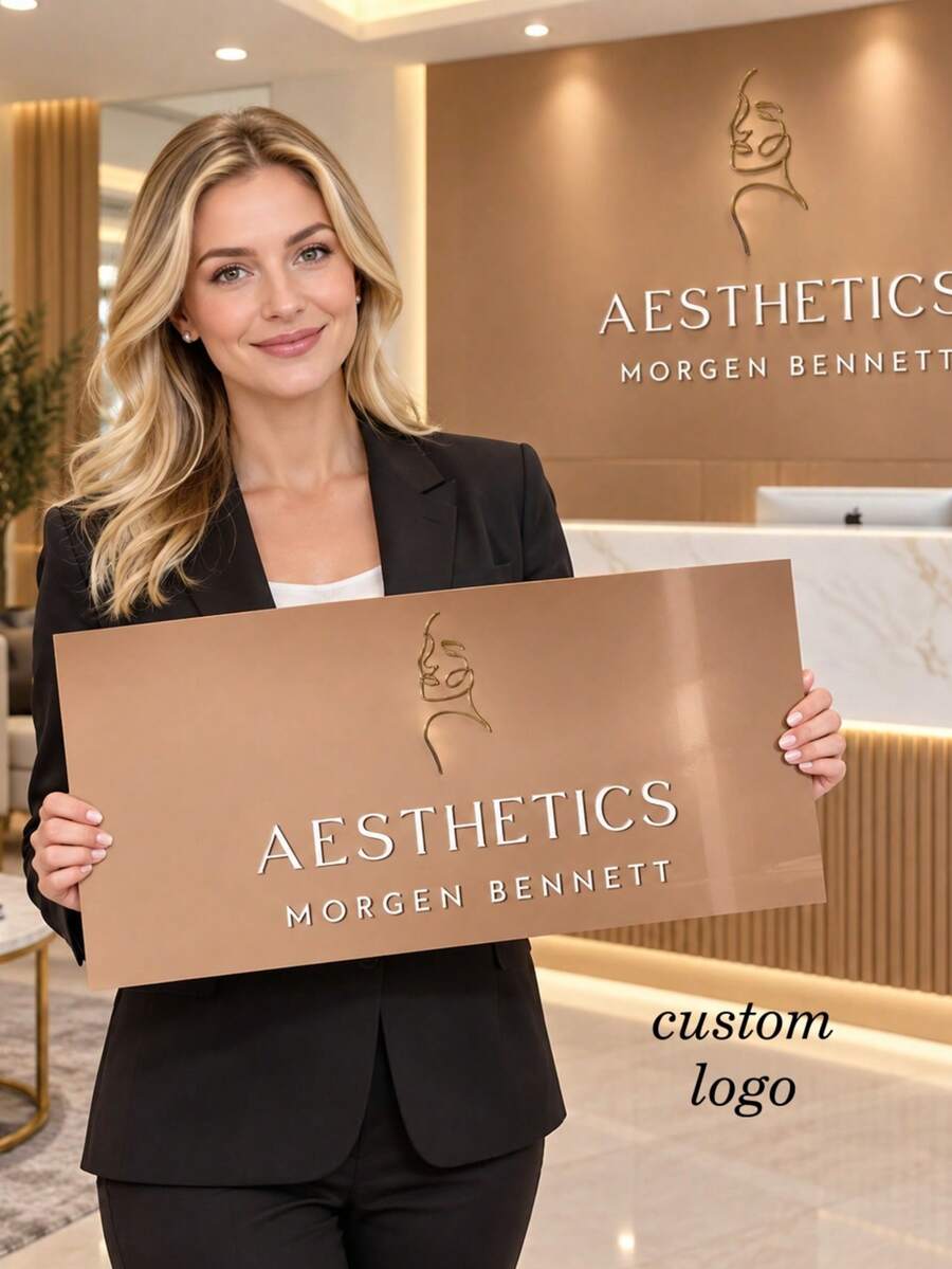 1pc Personalized Acrylic UV Printing, 2D Flat Printed Custom Acrylic Logo Sign, Commercial Logo Customization For Beauty & Nail Studio, Round Commercial Logo Sign, Acrylic Commercial Sign, Transparent Acrylic - Multicolor - View 1