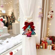 1/2pcs Velvet Bowknot Rhinestone Christmas Tree Curtain Tiebacks, Tulle Curtain Fixing Buckle, Suitable For Curtain Fixing, Tree-Shaped Snowflake Decorative Curtain Tiebacks, Convenient Storage, Holiday Atmosphere Decoration, Christmas Gift - Multicolor - View 18