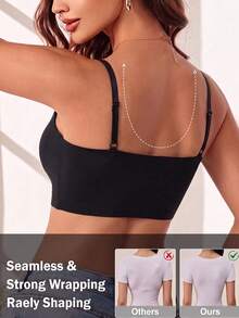 Ropa interior de mujer, brasier sin varilla de tirantes regulables, escote en V, tejido liso sin costuras, soporte cómodo, almohadillas ergonómicas para uso diario - Multicolor - Ver 8