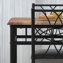 Juego de Comedor para 2 Personas, Mesa Cuadrada de Madera con 2 Sillas Tapizadas, Diseño Retro Industrial, Estructura Metálica Resistente, Asientos Acolchados, para Apartamentos y Espacios Pequeños - Marrón - Ver 7